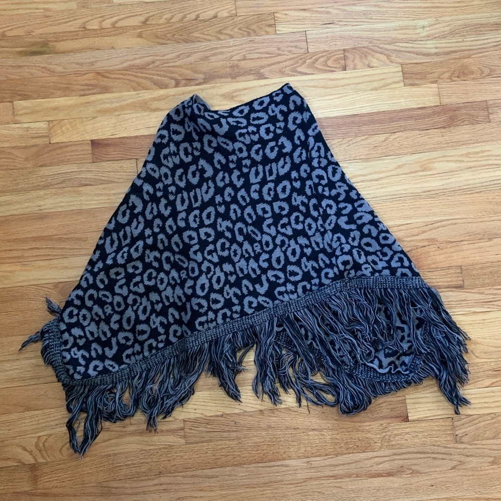 3/$15 Animal Print Fringe Shall Poncho